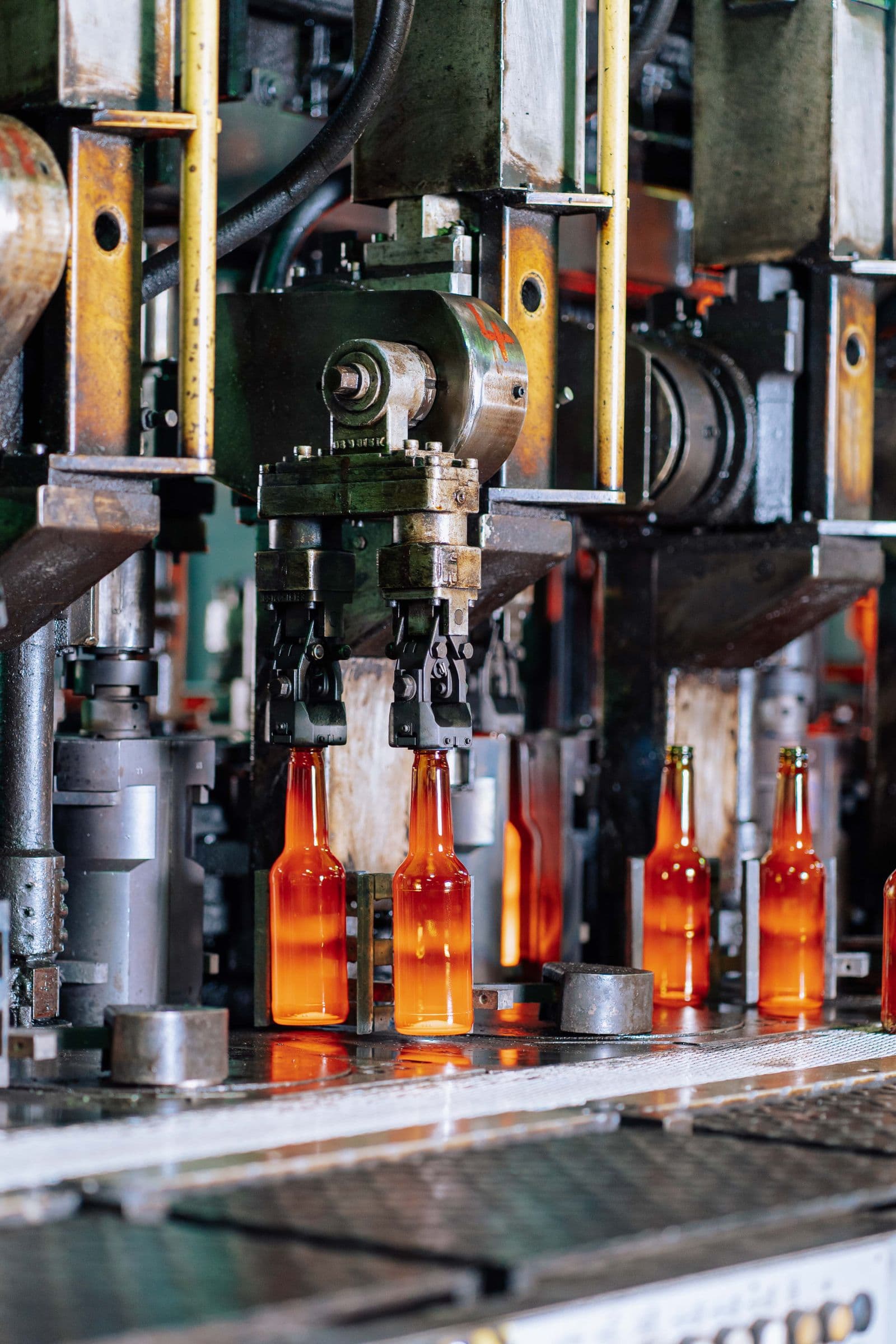Beverage bottling line in operation
